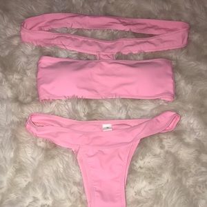 Baby pink bikini.